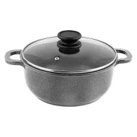 Кастрюля с антипригарным покрытием литая 3 л стеклянная крышка Антрацит ТМ Традиция