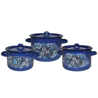 Набор эмалированной посуды 3 предмета Голубика - Стальэмаль