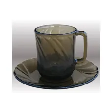 Стеклянный чайный набор на 6 персон 12 предметов ALTA MAREA 310 мл - Стекло Дымка