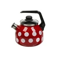 Чайник эмалированный со свистком с рисунком вишневый 3 л