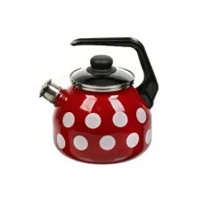 Чайник эмалированный со свистком с рисунком вишневый 3 л
