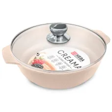 Кастрюля-жаровня с антипригарным покрытием литая стеклянная крышка стекл/кр индукция Creama 4 л ТМ НМП