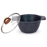 Кастрюля с антипригарным покрытием литая 1 л стеклянная крышка Granit ultra blue ТМ KUKMARA