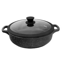 Жаровня с антипригарным покрытием литая силиконовая крышка Гранит 26 см ТМ Традиция