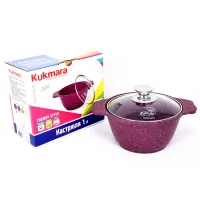 Кастрюля с антипригарным покрытием литая стеклянная крышка Trendy Style Mystery ТМ KUKMARA 1 л