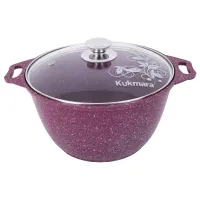 Кастрюля с антипригарным покрытием литая 6 л стеклянная крышка Trendy style mystery ТМ KUKMARA