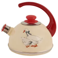 Чайник эмалированный 2.5 л конс/руч слон кость гуси
