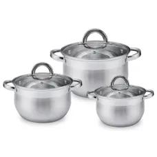 Набор из нержавеющей стали 6 предметов кастрюли сферические 2.9, 4, 6.5 л Bella ТМ Appetite