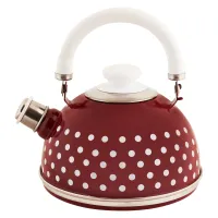 Чайник эмалированный 2.5 л подвижная ручка бордо мал бел горохи – Рубин