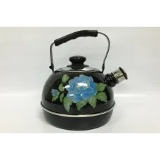 Чайник эмалированный 3.5 л подвижная ручка черн голуб орхидея - Рубин