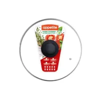 Крышка стеклянная с металлическим ободом, пластиковая кнопка, 32 см, РУКАВ TM Appetite