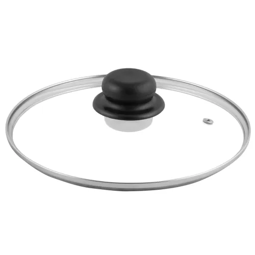 Крышка стеклянная металлический обод пластиковая кнопка 18 см TM Appetite