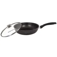 Сковорода с антипригарным покрытием литая 26 см стекл/кр Темный мрамор ТМ KUKMARA