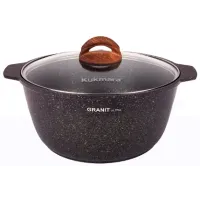 Кастрюля-жаровня с антипригарным покрытием литая 5 л стеклянная крышка Granit Ultra Original