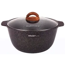 Кастрюля-жаровня с антипригарным покрытием литая 5 л стеклянная крышка Granit Ultra Original