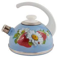 Чайник эмалированный 2.5 л конс/руч серо-голуб клуб с ромашкой