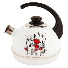 Чайник эмалированный 3.5 л конс/руч белый полевые маки