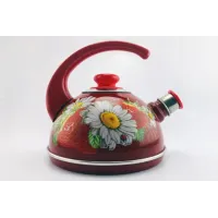 Чайник эмалированный 3.5 л конс/руч бордо клуб с ромашкой