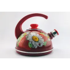 Чайник эмалированный 3.5 л конс/руч бордо клуб с ромашкой