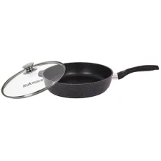 Сковорода с антипригарным покрытием литая 28 см стекл/кр Темный мрамор ТМ KUKMARA