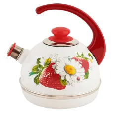 Чайник эмалированный 3.5 л конс/руч бел клуб с ромашкой