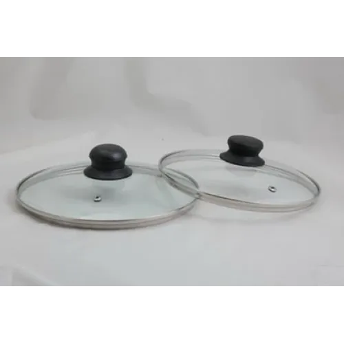 Крышка стеклянная металлический обод пластиковая кнопка 18 см - Tima
