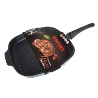 Сковорода-гриль с антипригарным покрытием литая 28x28 см съемная ручка Темный мрамор ТМ KUKMARA