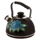 Чайник эмалированный 2.5 л подвижная ручка черн голуб орхидея - Рубин