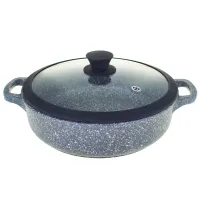 Жаровня с антипригарным покрытием литая силиконовая крышка Мрамор 26 см ТМ Традиция