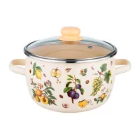 Кастрюля эмалированная сферическая Фруктовый сад стекл/кр 2 л ТМ Appetite