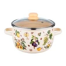 Кастрюля эмалированная сферическая Фруктовый сад стекл/кр 2 л ТМ Appetite