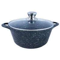 Кастрюля с антипригарным покрытием литая 3 л стеклянная крышка Гранит ТМ Традиция