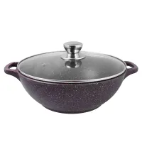 Казан с антипригарным покрытием литой 28 см 4 л стеклянная крышка Доломит ТМ Традиция