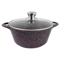 Кастрюля с антипригарным покрытием литая 3 л стеклянная крышка Доломит ТМ Традиция