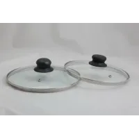Крышка стеклянная с металлическим ободом, пластиковая кнопка, 16 см - Tima