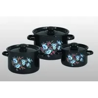 Кастрюля эмалированная черная с рисунком – Стальэмаль 2.9 л