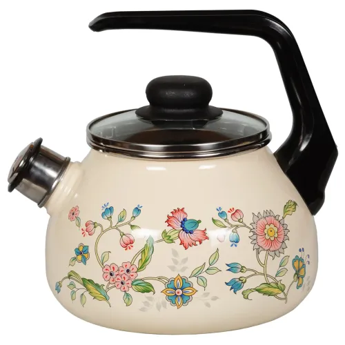 Чайник эмалированный со свистком Луговые цветы - Северсталь 2 л