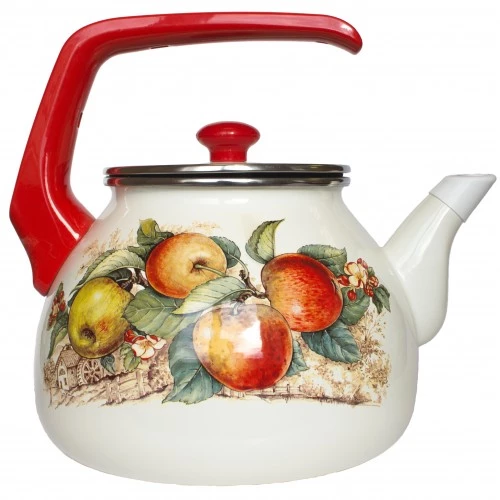 Чайник эмалированный Яблоки с металлической крышкой - Interos 3 л