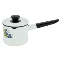 Ковш эмалированный с крышкой с рисунком - КМК 1 л