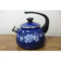 Чайник эмалированный с рисунком со свистком - КМК 2 л