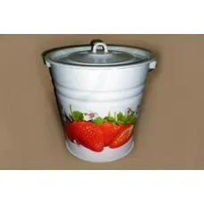 Ведро эмалированное коническое с крышкой с рисунком - Сибирские Товары 12 л