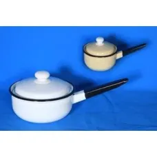 Ковш эмалированный с крышкой без рисунка – Сибирские Товары 1.5 л