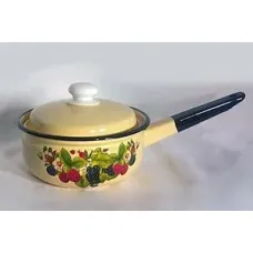 Ковш эмалированный с крышкой с рисунком - Сибирские Товары 1.5 л