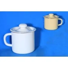 Кружка эмалированная с крышкой без рисунка – Сибирские Товары 1 л
