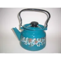 Чайник эмалированный с рисунком бирюзовый – Сибирские Товары 2.3 л