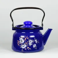 Чайник эмалированный с рисунком кобальтовый - Сибирские Товары 2.3 л