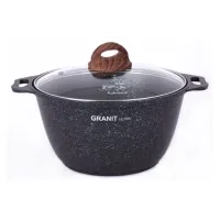 Кастрюля с антипригарным покрытием литая 4 л стеклянная крышка Granit Ultra Blue ТМ KUKMARA