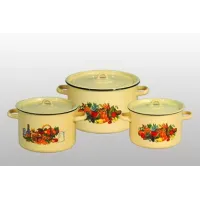 Кастрюля эмалированная 1.5 л белая с рисунком - Стальэмаль