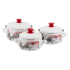 Набор эмалированной посуды 3 предмета Ветка сакуры-1 - КМЗ