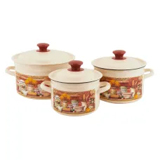 Набор эмалированной посуды 3 предмета Сельский мотив-1 - КМЗ
